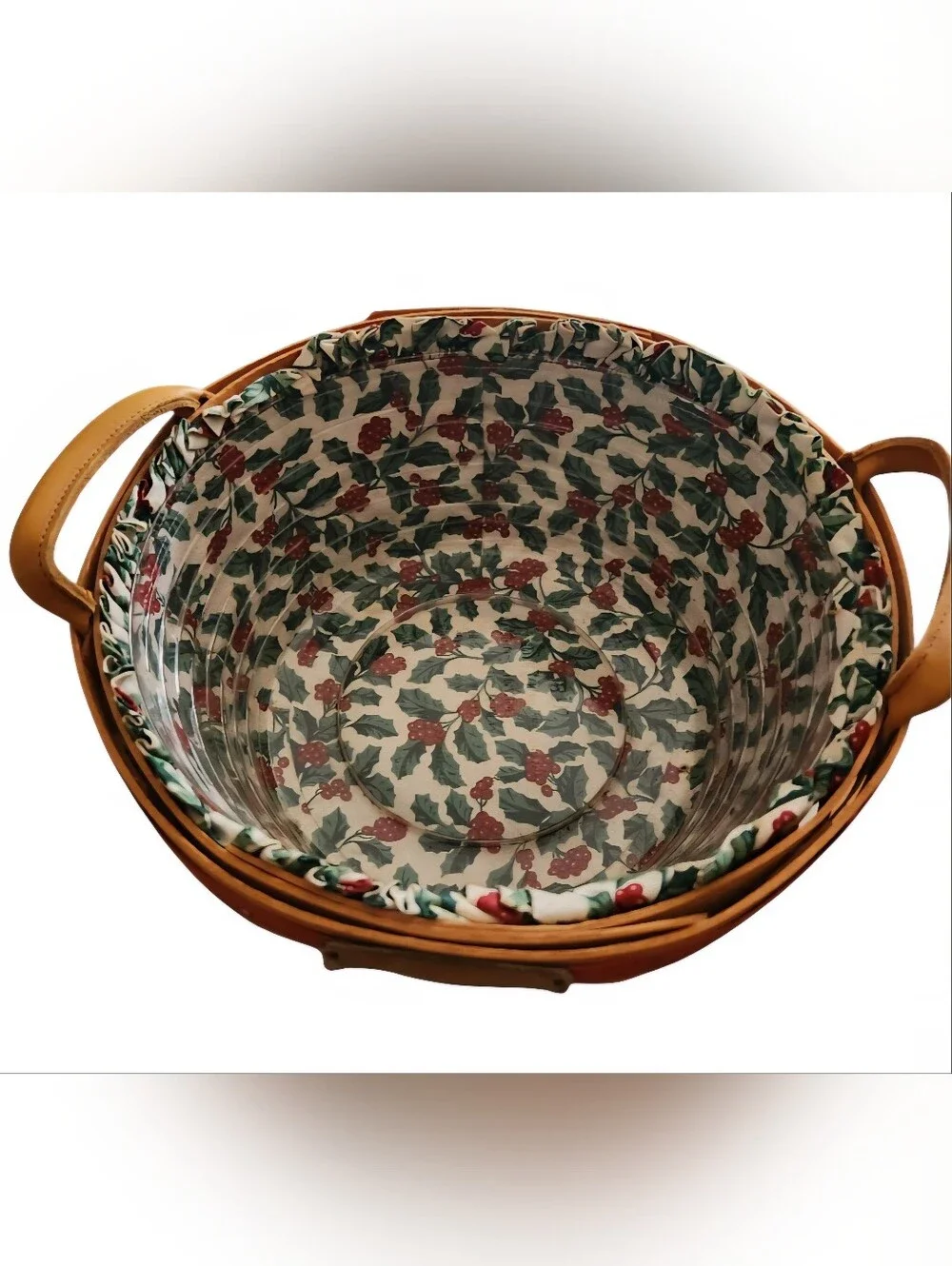 Longaberger Christmas Collection 1999 Popcorn Basket - Holly Christmas
